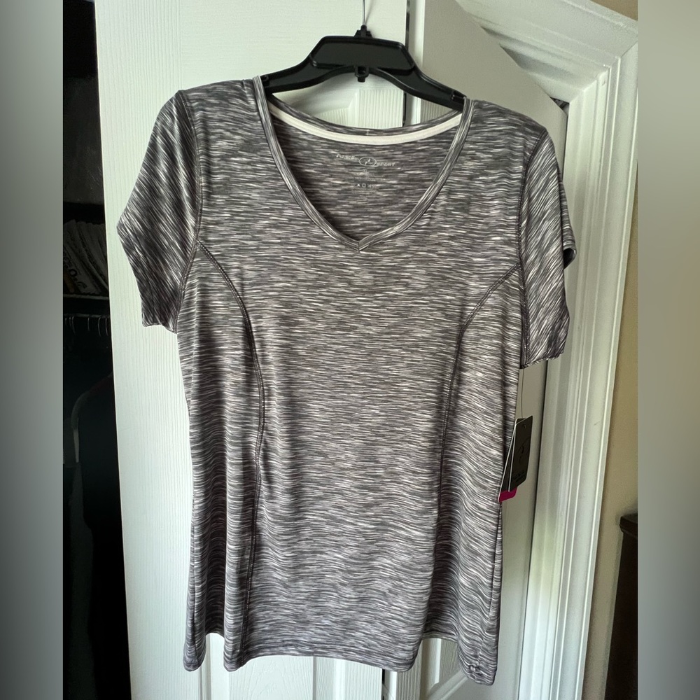 N.Y.L Sport Short Sleeve Gray Print Top Size XL, NWT